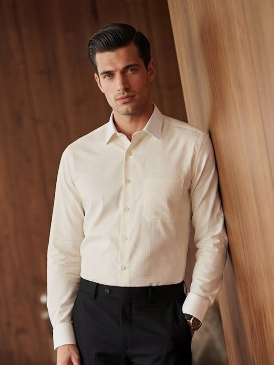 Louis Philippe Men Slim Fit Easy to Iron Premium Cotton Full Sleeve Formal Shirt