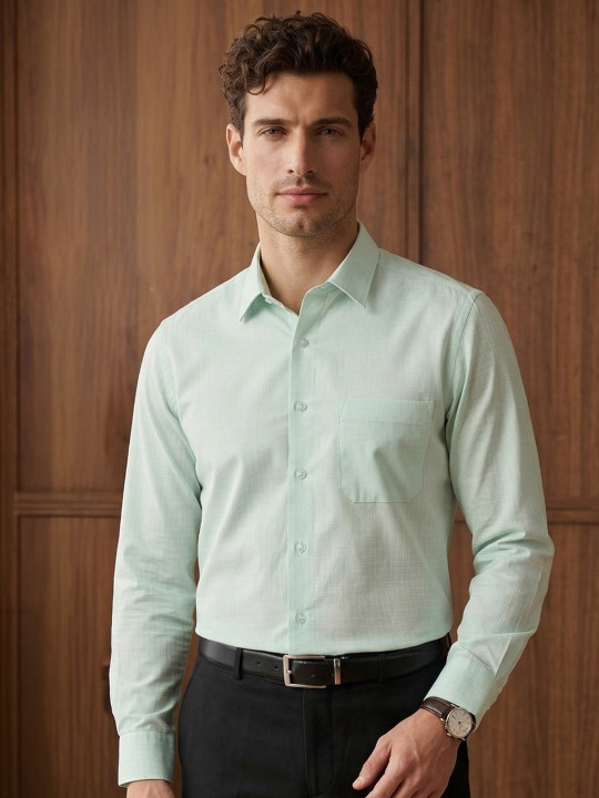 Louis Philippe Men Slim Fit Easy Care Premium Cotton Full Sleeve Formal Shirt