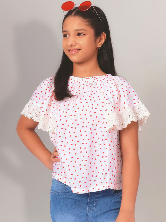 Merrigo Kidz Girls Off White Viscose Rayon Tops