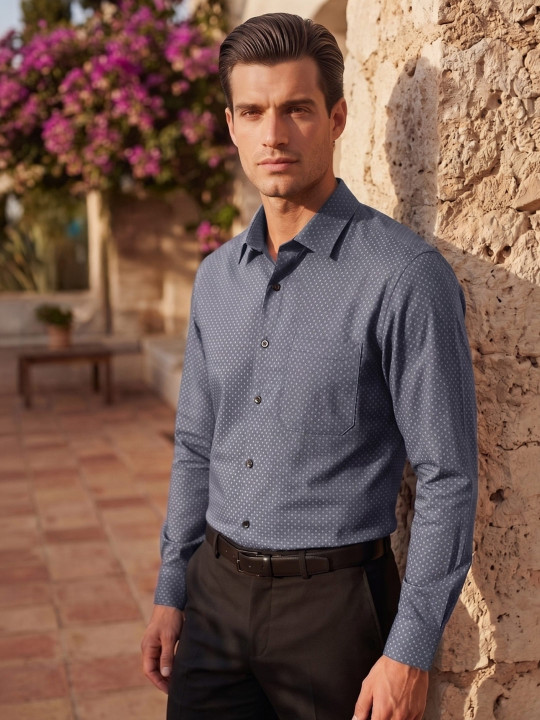 Louis Philippe Men Slim Fit Easy to Iron Premium Cotton Full Sleeve Formal Shirt