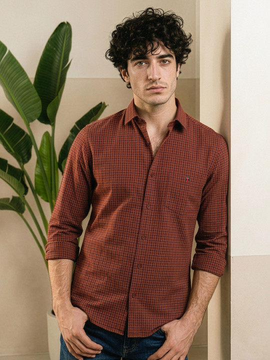 Louis Philippe Sport Men Slim Fit Checks Pattern Soft Handfeel Full Sleeve Casual Shirt