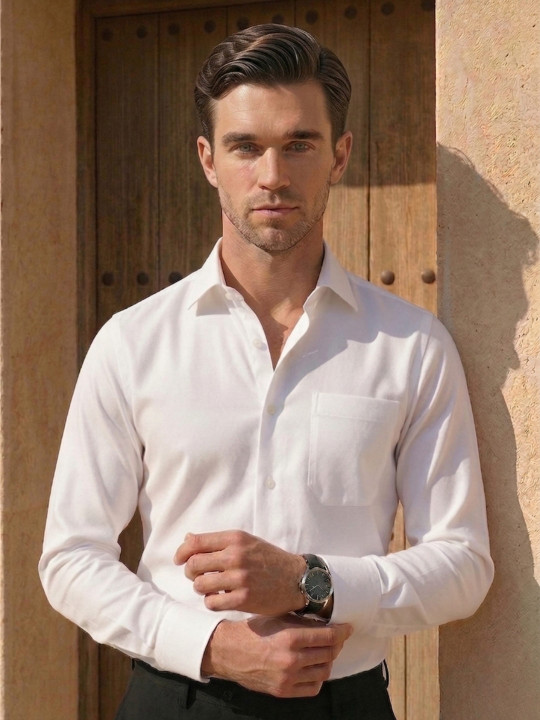 Louis Philippe Men Slim Fit Easy to Iron Premium Cotton Full Sleeve Formal Shirt