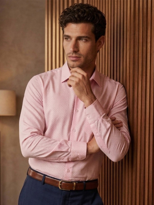 Louis Philippe Men Slim Fit Easy to Iron Premium Cotton Full Sleeve Formal Shirt