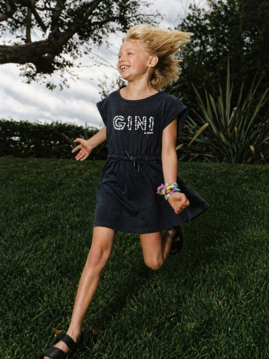 Gini and Jony Girls Printed Tie-Ups Detail A-Line Dress