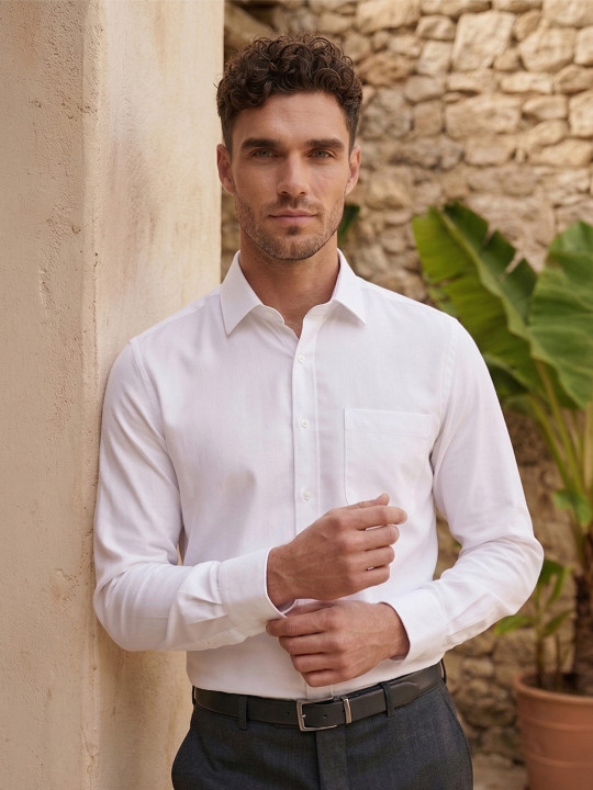 Louis Philippe Men Slim Fit Easy to Iron Premium Cotton Full Sleeve Formal Shirt