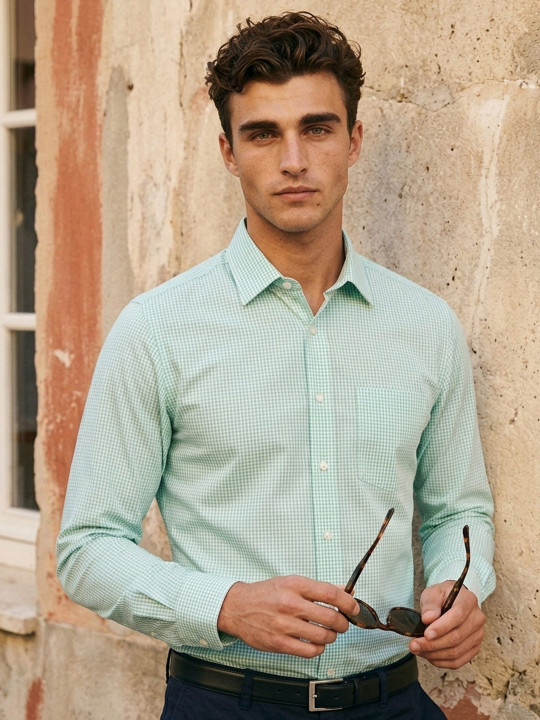 Louis Philippe Men Slim Fit Easy to Iron Premium Cotton Full Sleeve Formal Shirt