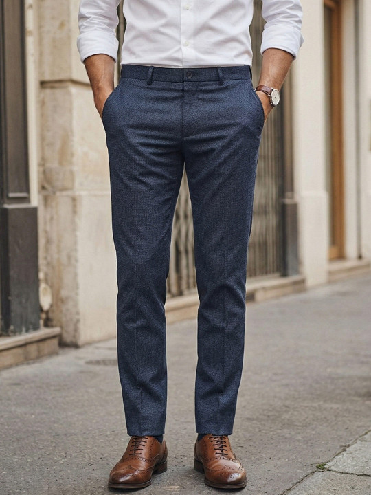 Louis Philippe Men Slim Fit ELASTICA Comfort Stretch Checks Formal Trouser