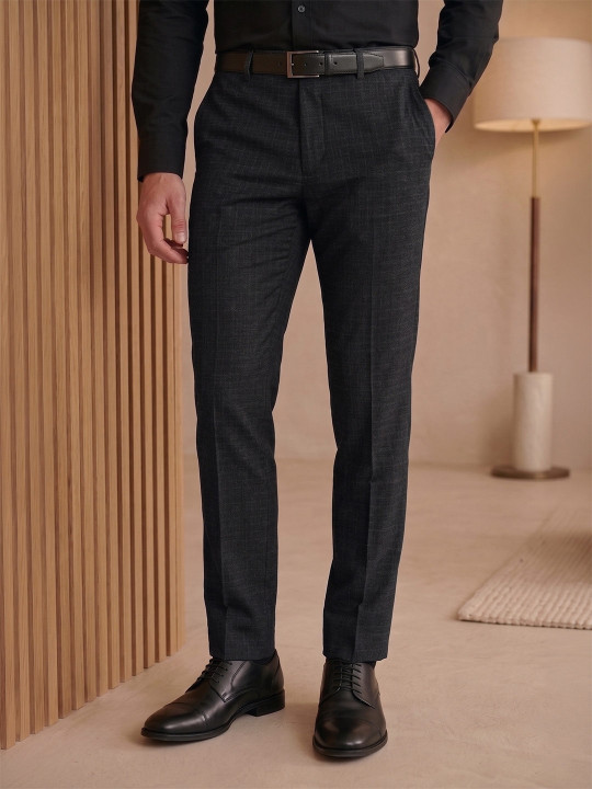 Louis Philippe Men Slim Fit Everyday Smart Wear Comfort Stretch Checks Formal Trouser