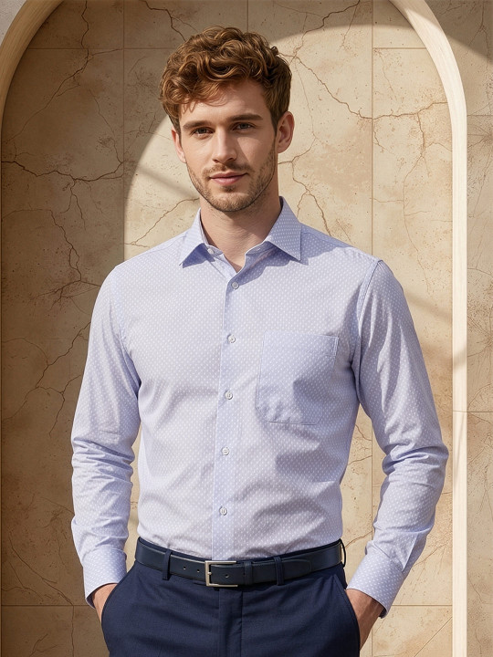 Louis Philippe Men Slim Fit Easy to Iron Premium Cotton Full Sleeve Formal Shirt