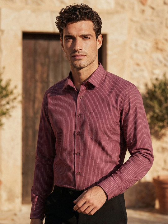 Louis Philippe Men Slim Fit Easy to Iron Premium Cotton Full Sleeve Formal Shirt