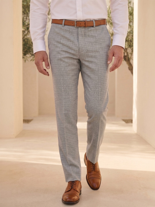 Louis Philippe Men Slim Fit Everyday Smart Wear Comfort Stretch Checks Formal Trouser
