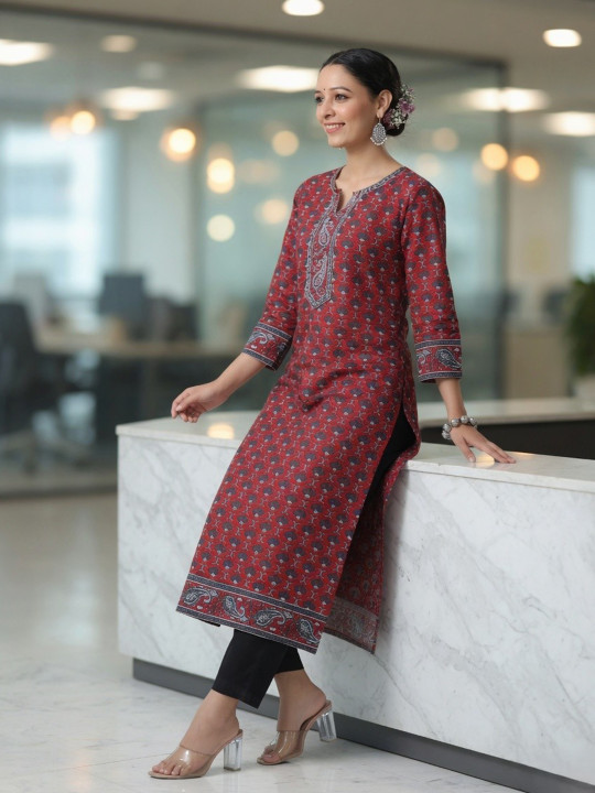 Rain & Rainbow Women Floral Printed Flared Sleeves Kurta