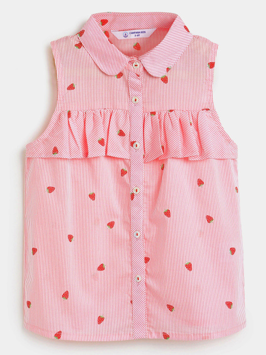 Campana Girls Pink Cotton Tops