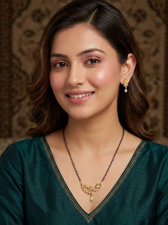 Anouk Gold-Plated Artificial Stones and Beads Mangalsutra