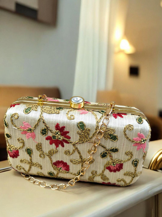 Anish Traders Embroidered Box Clutch