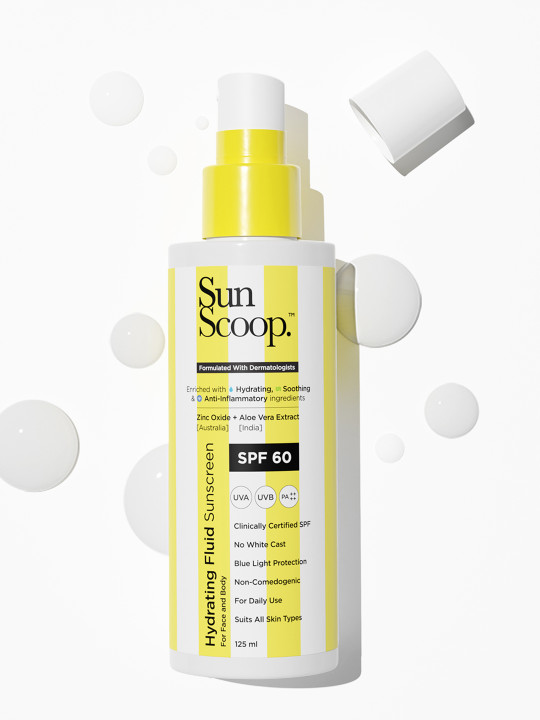 SunScoop Hydrating Fluid Sunscreen for Face & Body SPF 60 PA++++ In-Vivo Tested -125ml