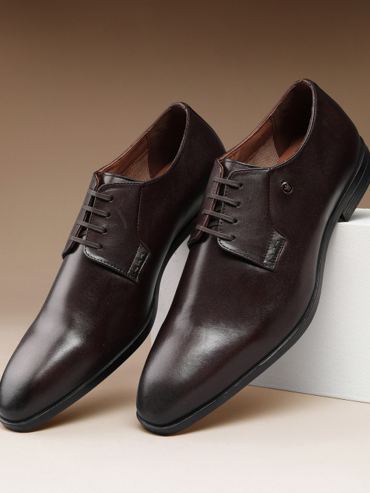 Louis Philippe Men Premium Leather Breathable Anti Slip with Heel Formal Derby Shoes