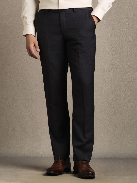 Louis Philippe Men Checked Slim Fit Trousers