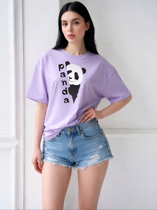 Anikmart Women Printed Drop-Shoulder Sleeves Pure Cotton Anti Odour T-shirt