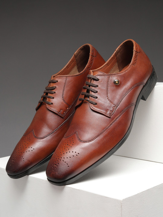 Louis Philippe Men Premium Leather Breathable Anti Slip with Heel Formal Derby Shoes