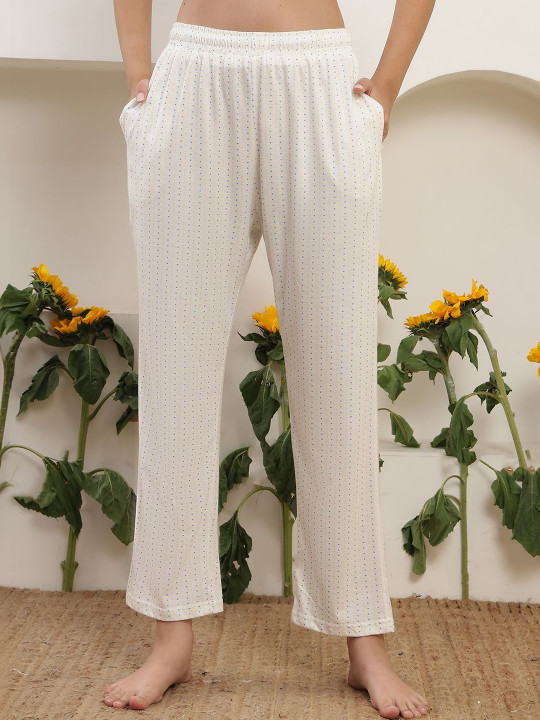 VEE POP Printed Cotton Mid-Rise Straight Lounge Pants