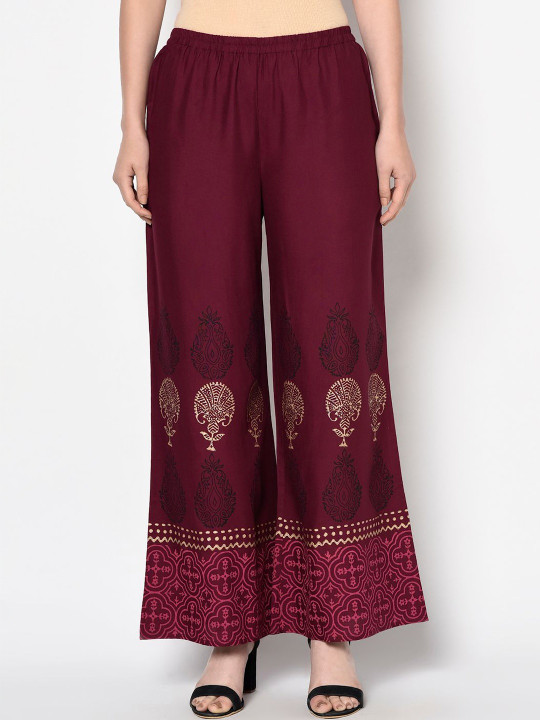 ANIYAH Women Floral Printed Flared Ethnic Palazzos