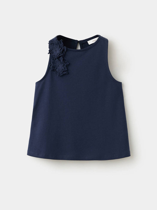 Mango Kids Corsage Detailed Pure Cotton Top