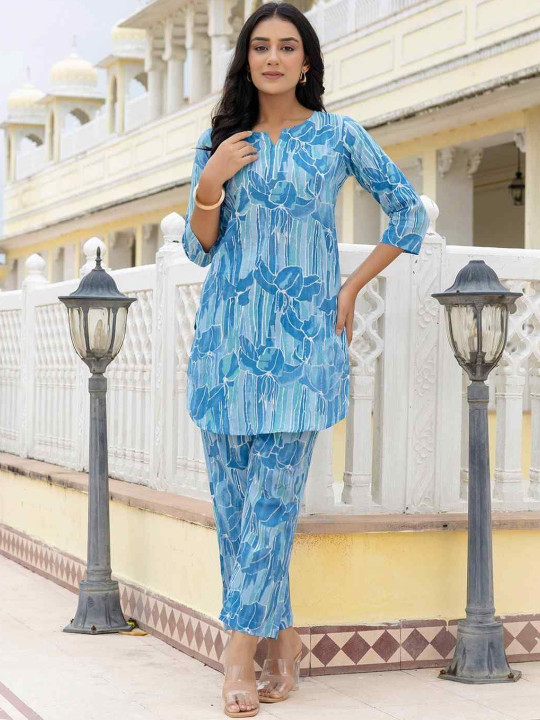 FERANOID Cotton Printed Tunic with Trousers