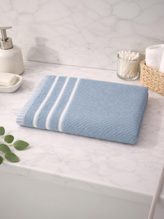 Satisfyn Blue & White Striped Cotton 450 GSM Hand Towels