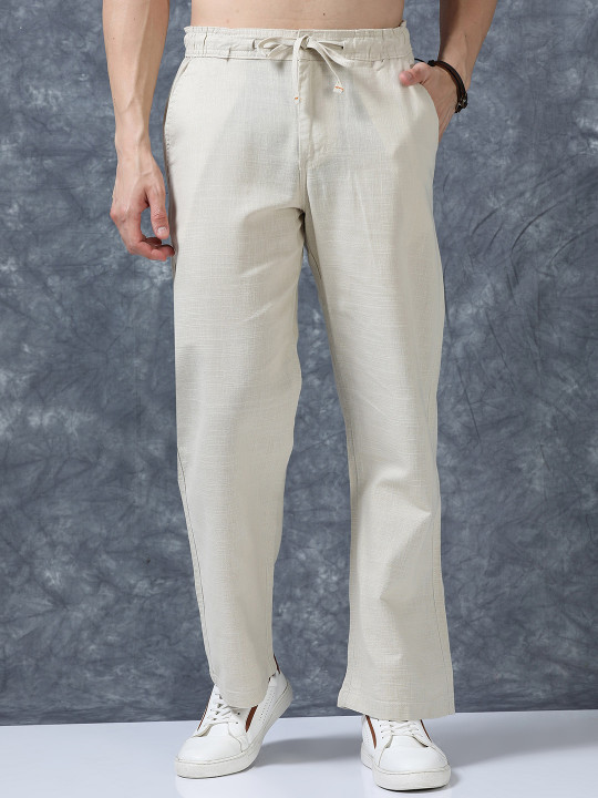 Roadster The Lifestyle Co Linen Relaxed-Fit Regular Trousers