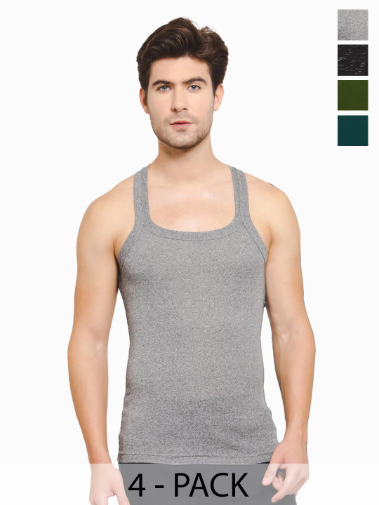 Sporto by Macho Pack Of 4 Sleeveless Pure Cotton Gym Vests
