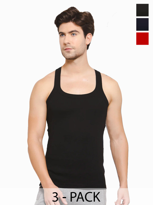 Sporto by Macho Men Pack Of 3 Cotton Solid Undershirt Innerwear Vests