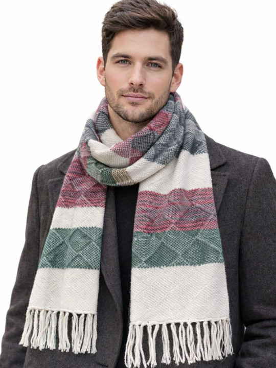 YAQR Men Striped Merino Wool Mufflers