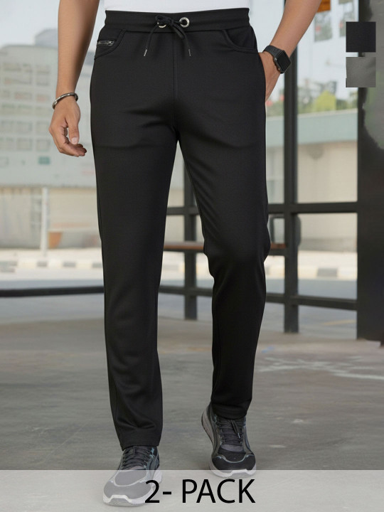 KAIDO Men Pack of 2 Mid-Rise Track Pants