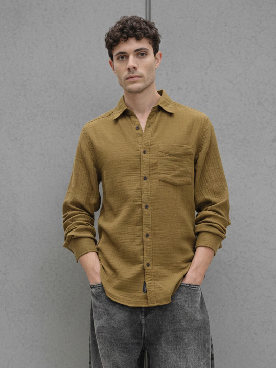 Roadster The Life Co. Crinkled Pocket Detail Casual Shirt