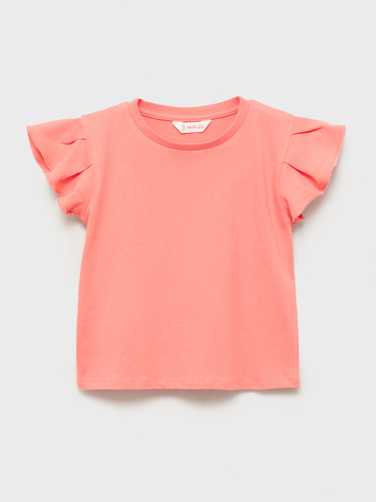 Mango Kids Girls Flutter Sleeves Pure Cotton T-shirt