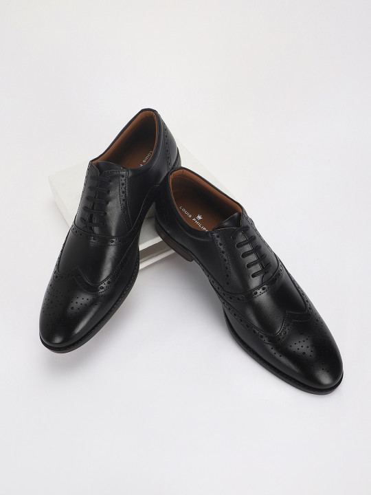Louis Philippe Men Premium Leather Breathable Anti Slip with Heel Formal Oxford Shoes
