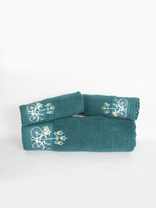 RANGOLI Teal 3 Pieces Cotton Martin 550 GSM Towel Set