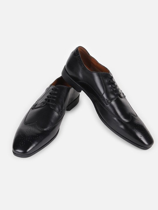 Louis Philippe Men Premium Leather Breathable Anti Slip with Heel Formal Derby Shoes