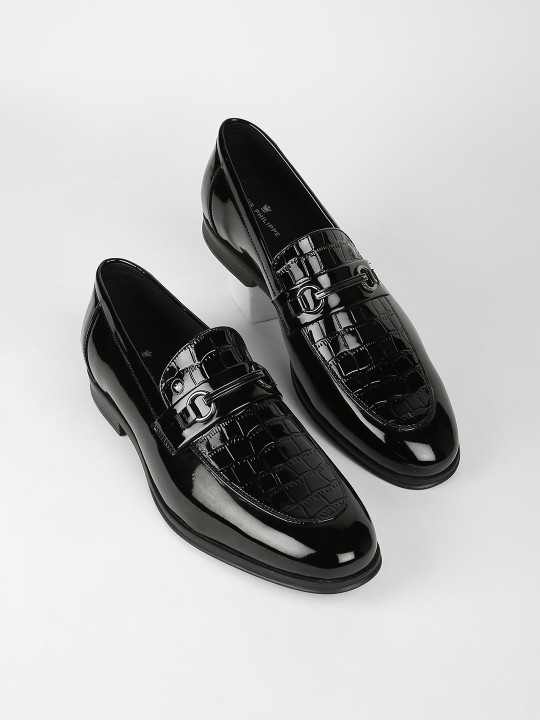 Louis Philippe Men Patent Leather Breathable Anti Slip with Heel Formal Slip-on Shoes
