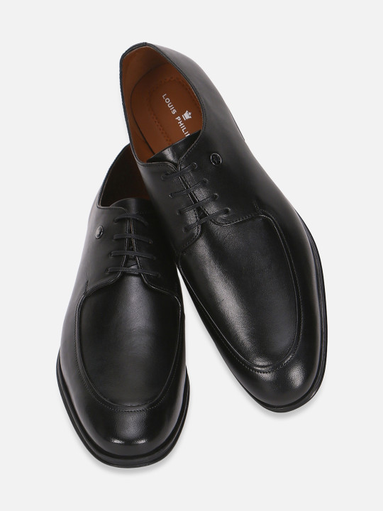 Louis Philippe Men Premium Leather Breathable Anti Slip with Heel Formal Derby Shoes