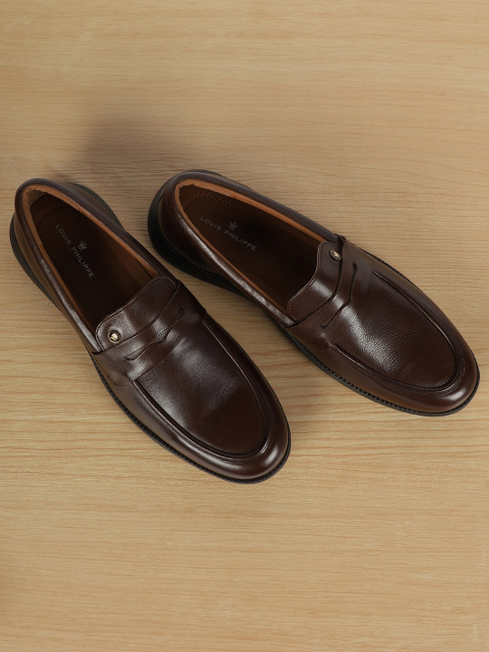 Louis Philippe Men Premium Leather Breathable Light Weight Flat Heel Casual Slip-on Shoes