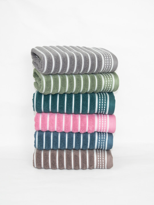 Myntra Elegant Homes 6-Pcs Multi Colored Striped Pure Cotton 515 GSM Hand Towels