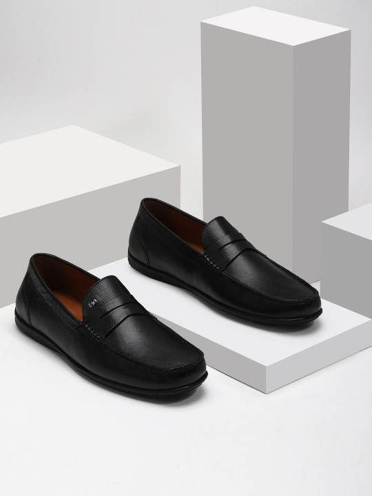 Louis Philippe Men Premium Leather Breathable Anti Slip Flat Heel Formal Loafers