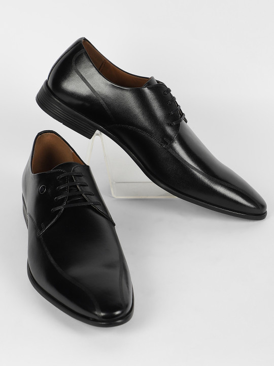 Louis Philippe Men Premium Leather Breathable Anti Slip with Heel Formal Derby Shoes