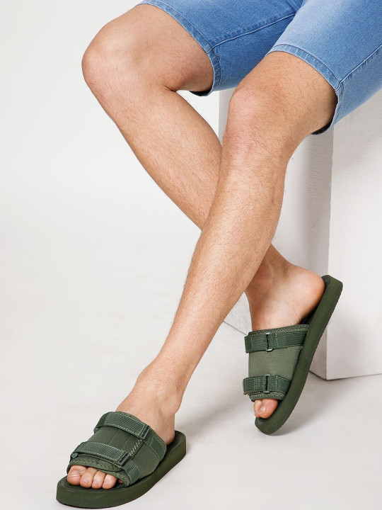 NoStrain Men's Adjustable Platform Sandals with Triple Velcro Fit