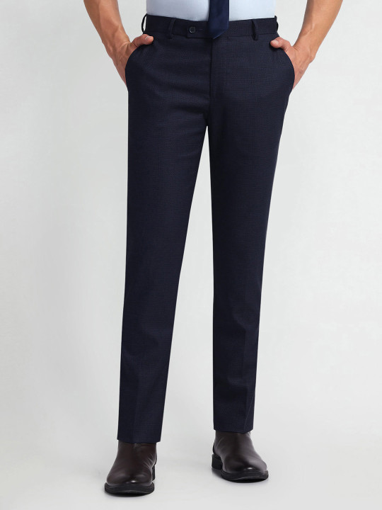 Arrow Men Hudson Tailored Fit Textured Formal Trousers