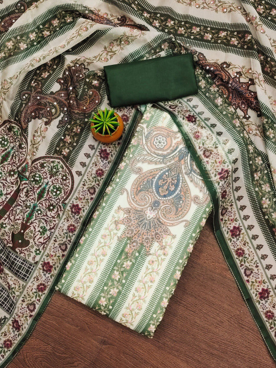 Dhaaga Ghar Printed Organza Unstitched Dress Material