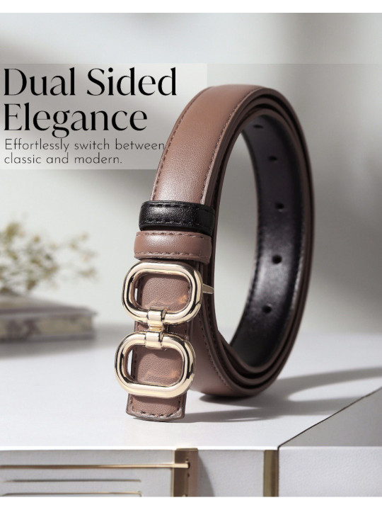 DressBerry Women PU Reversible Belt