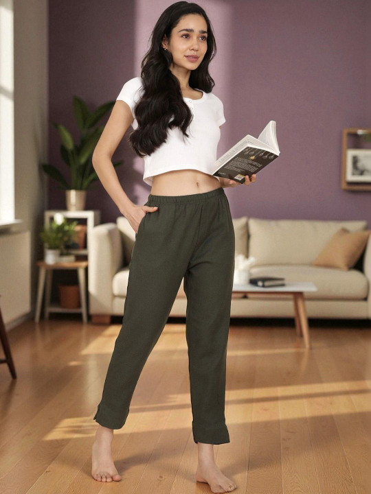 Kryptic Self Design Cotton Mid-Rise Lounge Pants